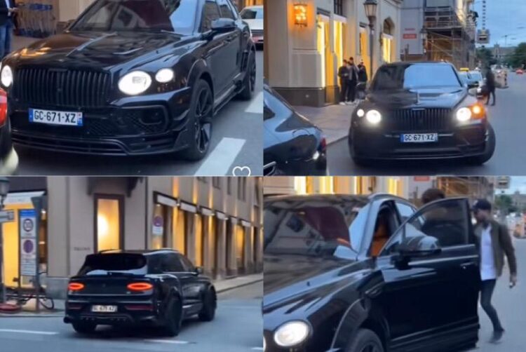 An image showing Footballer, Kingsley Coman in a Mansory Bentley Bentayga.