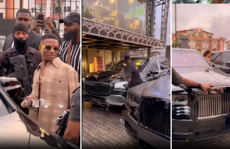 Man Left in Shock As Wizkid Shows Off Three Luxury Cars at a Lagos Club worth billions