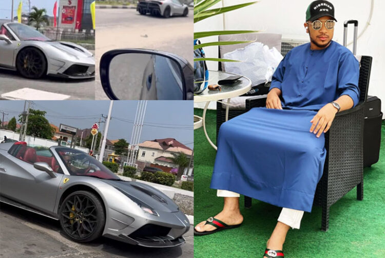 Raphael2kriss, CEO of Meta Mining Club, was Spotted Driving A ₦200 Million Ferrari 488 Spider In Lagos