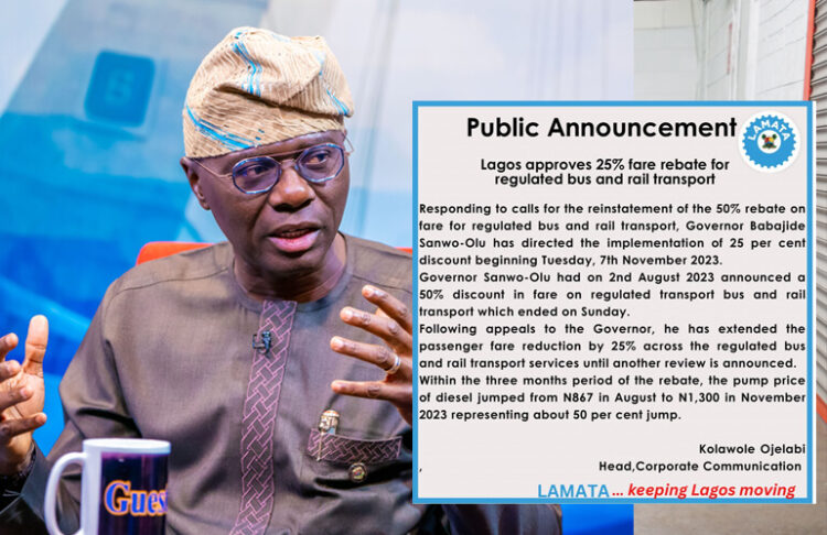 Lagos State Governor, Sanwo-Olu Removes 50% Train Ticket, Reduces it to 25%, Shares Reasons