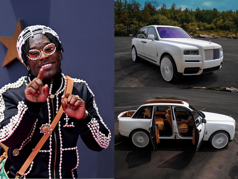 Lil Uzi celebrating his 30th birthday with a heavily customized 1 Of 1 Drop-top Rolls Royce Cullinan