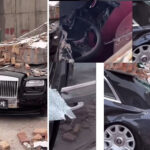 Man Cries Over Millions of Naira Worth Rolls-Royce Damaged By A Collapsed Building, Video Goes Viral