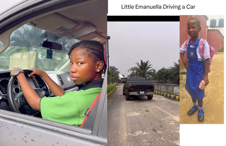 Moment 13-Year-Old Comedian Emmanuela Races in Her Toyota Truck, Leaves Fans in Shock