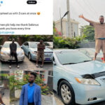 Mr funny Aka Investor Sabinus splashes tens of Millions Of Naira as he gifts 3 cars to his team