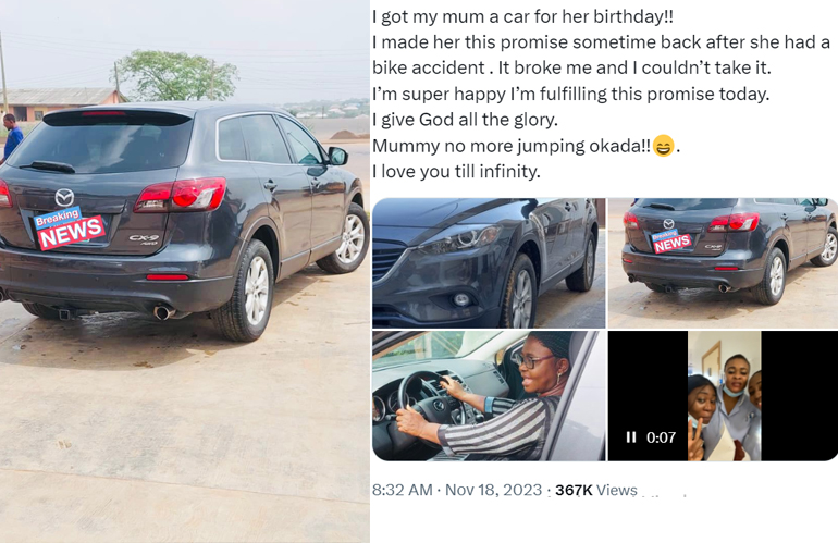 Nigerian Lady Shows off the SUV She Got Her Mum for Her Birthday