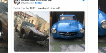 Nigerian Man Rebuilds Old-Looking 1956 Mercedes Benz 190SL