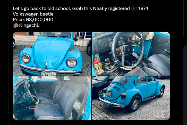 Nigerian Man Stirs Reaction As He States The Price For His 1974 Volkswagen Beetle Car