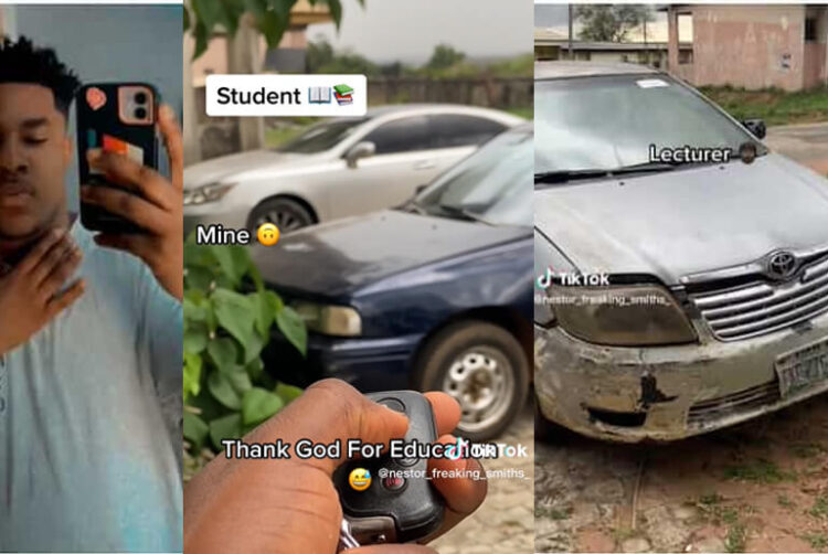 Nigerian Student Show His Expensive Lexus Car Parked Beside Lecturers’ Vehicles