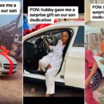 Nigerian man surprises wife with a Benz SUV worth over N20Million on their Baby’s Dedication