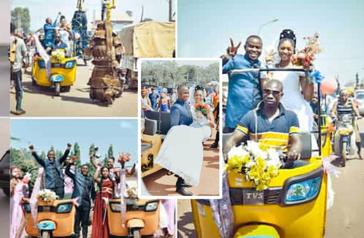 Nigerians React Couple Arrives Wedding Reception In 2 Keke Napeps