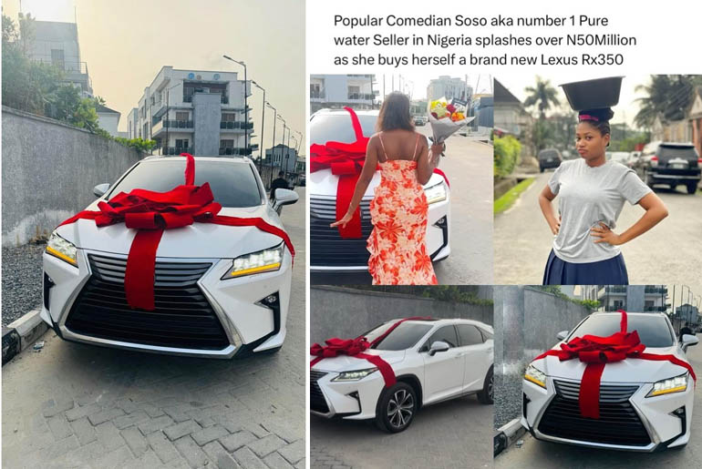 Popular Comedian Soso in Nigeria splashes over N50Million as she buys herself a brand new Lexus RX350