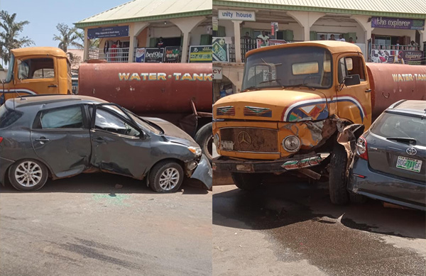 Pregnant-woman-escapes-death-as-her-car-ran-into-a-tanker-in-Jos