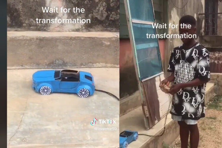 Social Media Users React As Young Boy Builds Car With Remote Control From Scratch