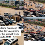 South Sudan President Was Spotted Arriving With 50+ Car Entourage