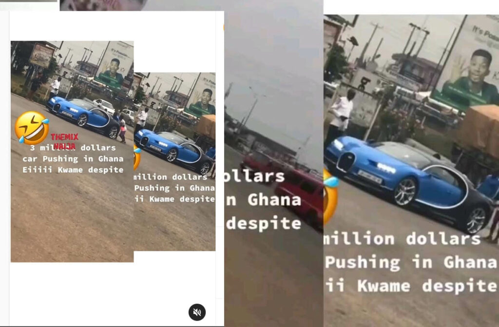 The Moment A 2.2 Billion Naira Bugatti Was Being Pushed To Start In Ghana