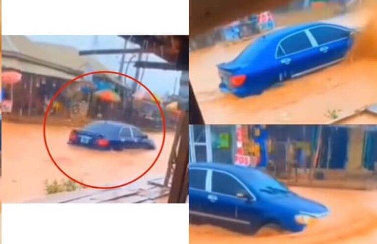 The Moment A Corolla Driver Was Spotted Cruising Inside Flood