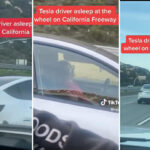 The Moment A Tesla Driver Was Caught Asleep While Driving On The Highway