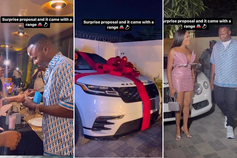 The Moment A Young Yoruba Man Engages His Girlfriend And Gifts Her A Range Rover