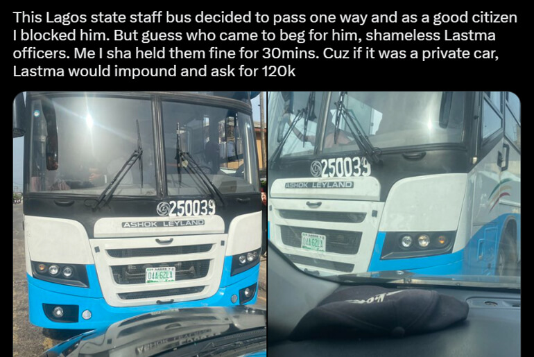 The Moment Lagos state staff bus passed one way, LASTMA came for rescue