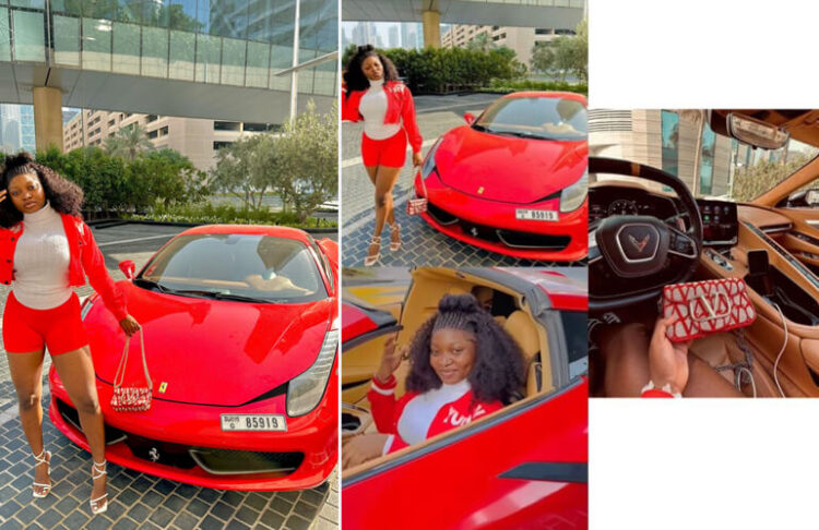 The Moment Social Media Users Caught Papaya Ex Posing In Front of a Ferrari, While Showing Off the Interior of a Corvette