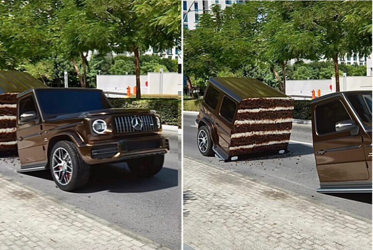 The Surprising Moment This Moving G-Wagen Transformed Into A Cake in Video