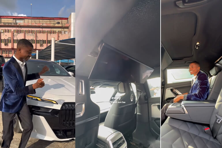 This Car has a Cinema inside, Ola of Lagos is in his biggest shock as he Reviews The 2023 BMW 740i