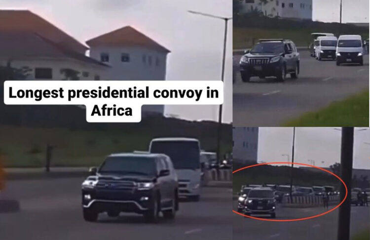 This has to be the longest presidential convoy I have seen in Africa, Tinubu's convoy from Lagos Airport to his house