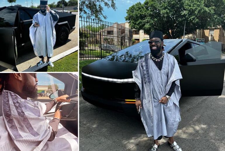 Timaya show off his Tesla Cyber truck