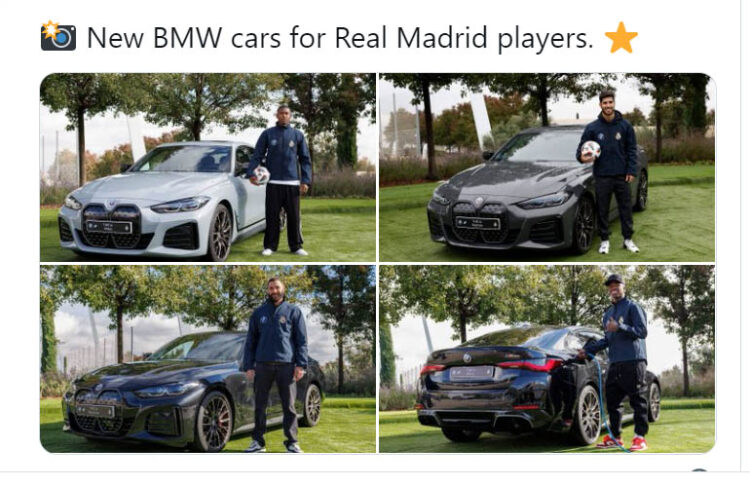 Excitement As Real Madrid Players Gifted Brand New Electric BMW Cars Worth ₦‎140m Each