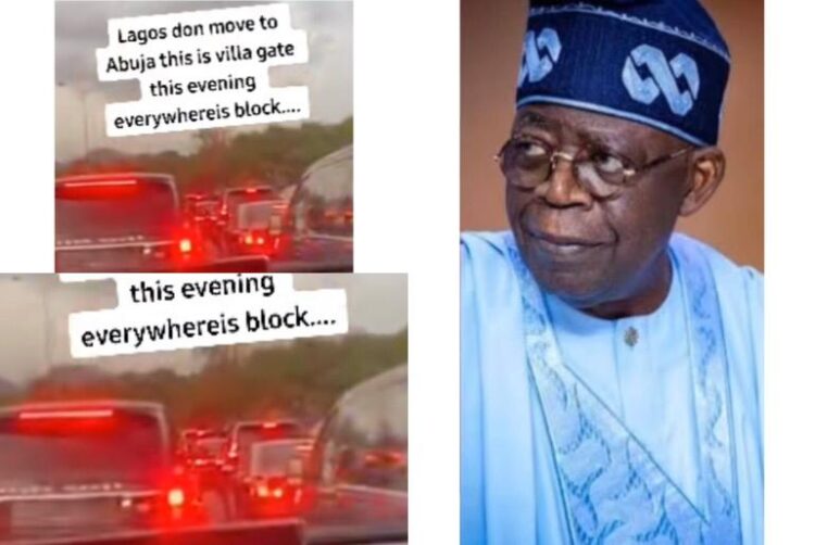 Nigerian Laments The Moment Long Traffic Was Seen in Front of Aso Rock Villa Gate