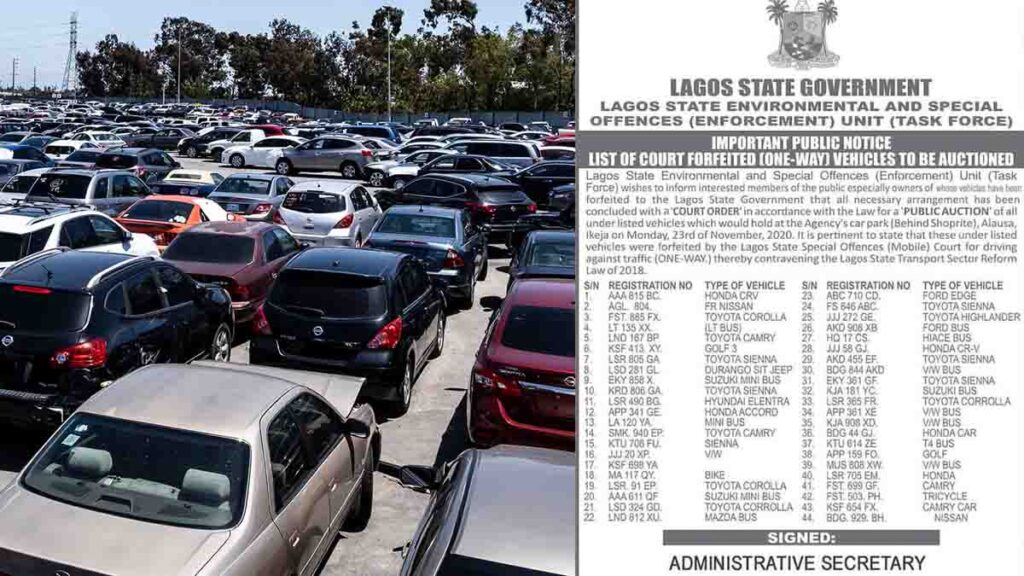 Lagos Government auction 44 vehicles of traffic offenders