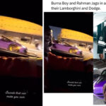 Video Shows Moment Burna Boy an Rahman Jago Go on a Car Race With their Lamborghini and Dodge Challenger