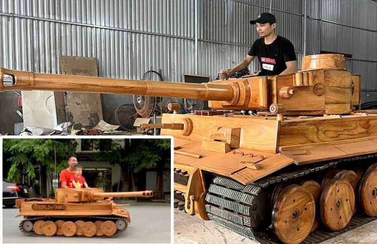 Vietnamese Dad Builds Son A TANK Out Of Wood And It Releases Real Fire