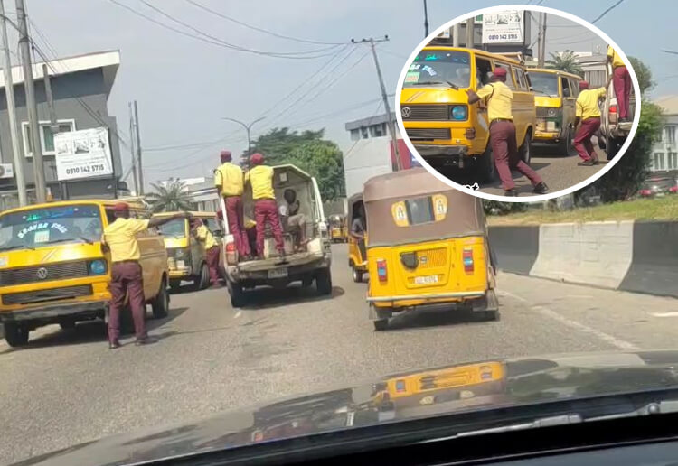 Viral Video Shows Moment Danfo Bus Driver Violently Hits Another Bus Filled With Passengers to Escape LASTMA Officers 