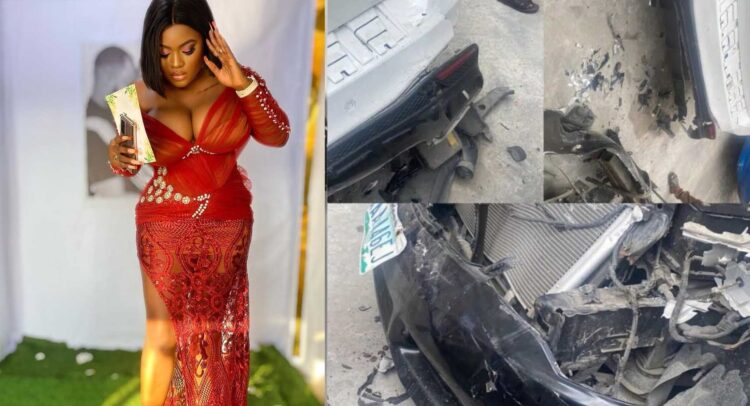 Just look at what my security man did to my car Nollywood Actress, Omobewaji cries out