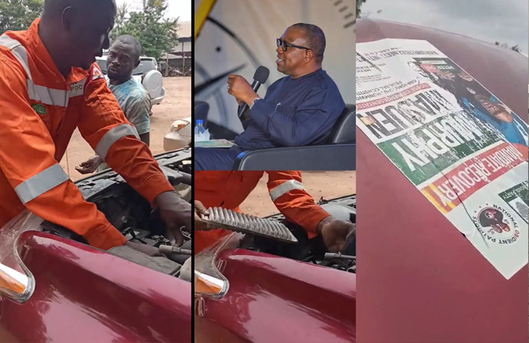 Mechanic Refuses Money From Customer After Seeing Peter Obi Sticker On His Car