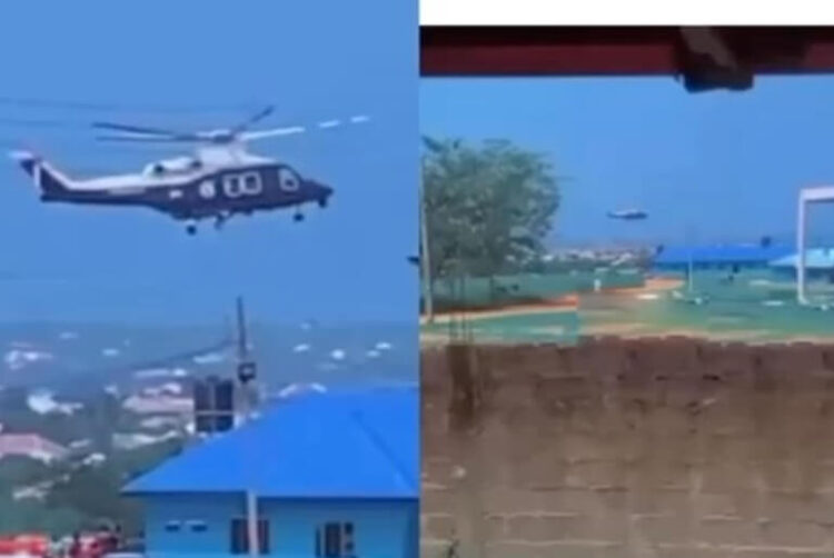 Reaction As Students Of Crescent University Celebrate Seeing Helicopter For The First Time