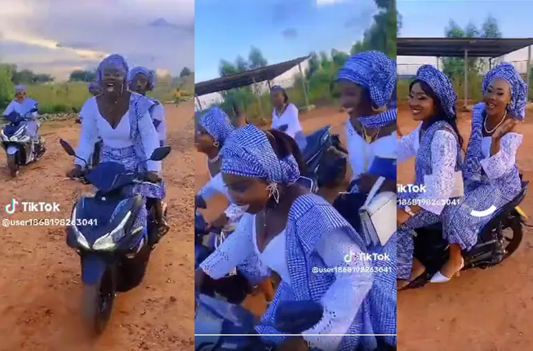 Video Shows Moment Kandua Women Arrived a Friend’s Wedding in a Motorcycle Convoy