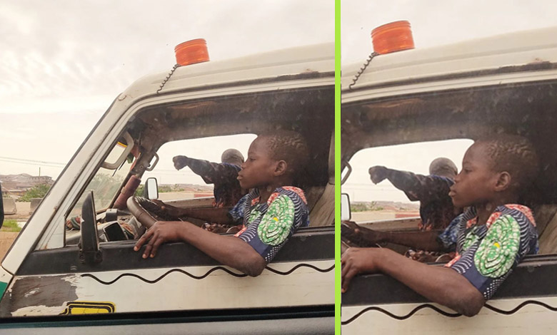 Shocking Photo Of An Underaged Boy Driving 18-Seater Bus in Ibadan