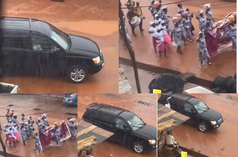 Reaction As Pastor & His Wife Chills Inside SUV Car While Church Members Walk in the Rain