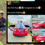 My first Key, Congrats to me, No more trekking - Nigeria Skit Make Funnybros Gift himself Toyota Camry