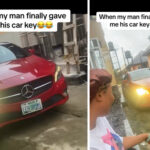 moment a young Nigerian lady almost destroys her boyfriend’s Benz