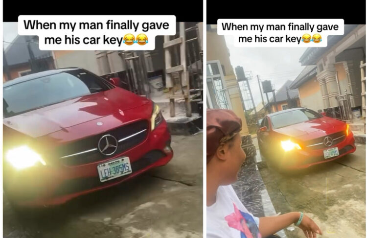 moment a young Nigerian lady almost destroys her boyfriend’s Benz