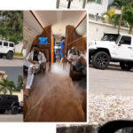 The Moment Psquare’s Jeeps Wrangler Worth Millions Was Caught On Camera in their Banana Island home