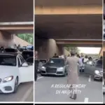Man Shows a Video of Abuja Young Men Cruising with their Luxury Cars on Sunday