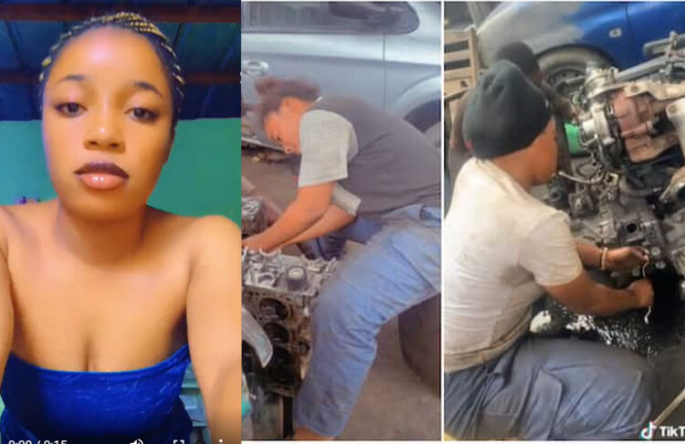 See how Beautiful Nigerian Lady Car Mechanic, Removes Engine, Repairs It faster than men Mechanic