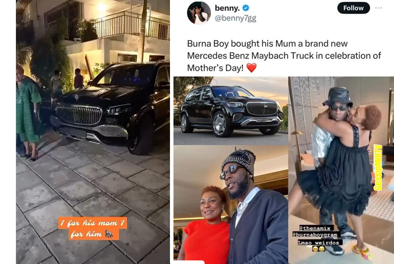 African Giant Burna Boy bought a brand new Mercedes Benz Maybach Truck for his mom