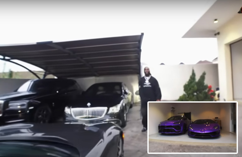 Burna Boy shows off all the expensive cars in his garage