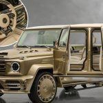 Mansory P900 Ewb Gold Edition Is A Completely Gold-painted G-wagon that comes with Rolls-Royce Doors