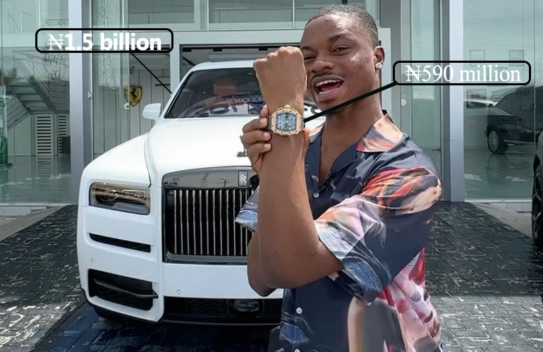 Ola of Lagos matches expensive wristwatches and expensive SUVs worth billions of naira